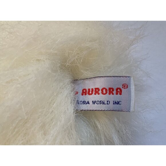 AURORA Plush White Long Haired Dog With Purple Bow Maltese Stuffed Animal Toy - Picture 8 of 9